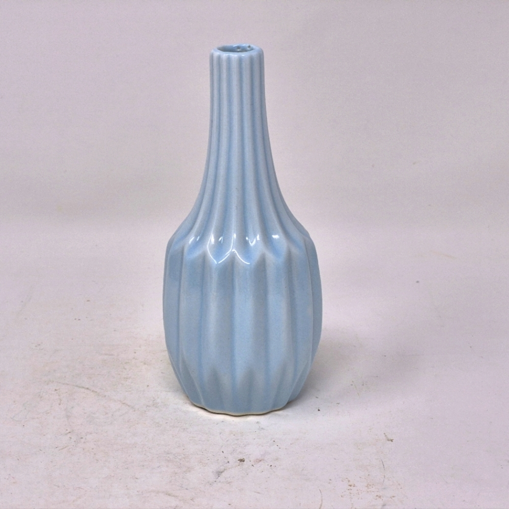 Small Light Blue Glazed Ceramic Bud Vase